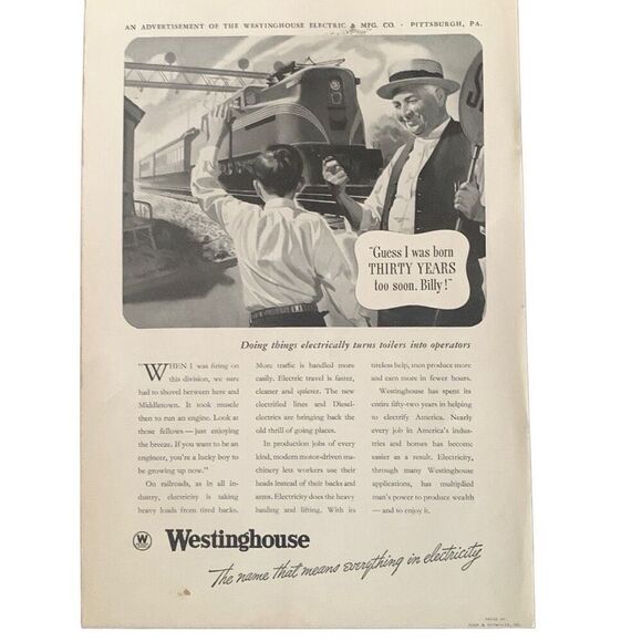 Vintage 1938 Westinghouse Born Thirty Years Too Soon Ad Advertisement - Picture 2 of 4